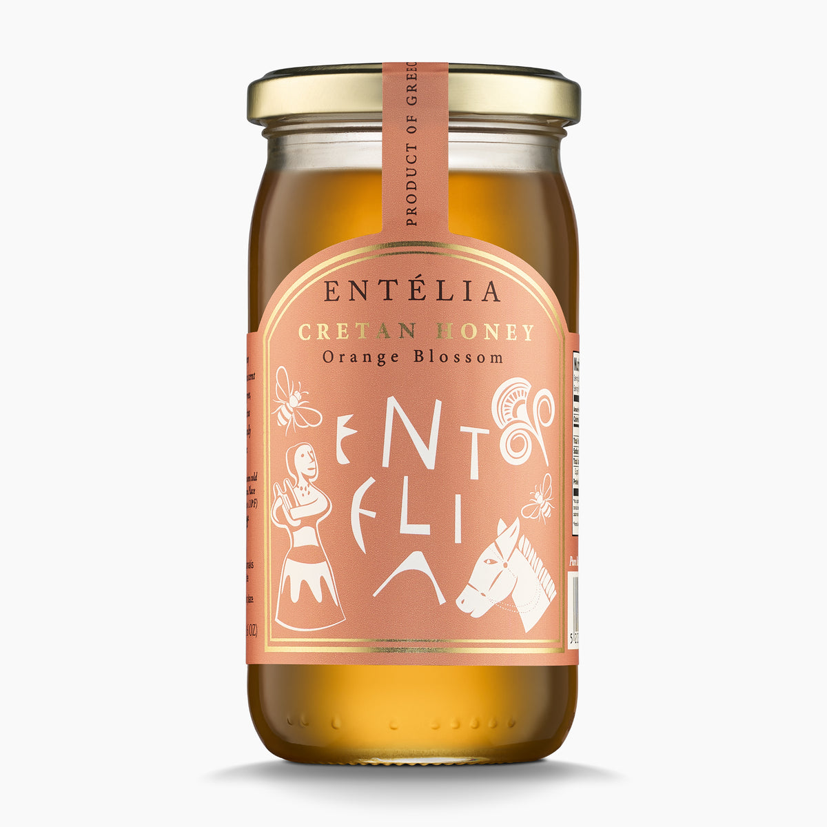 A 450g jar of Entelia Orange Blossom Cretan Honey from Greece.