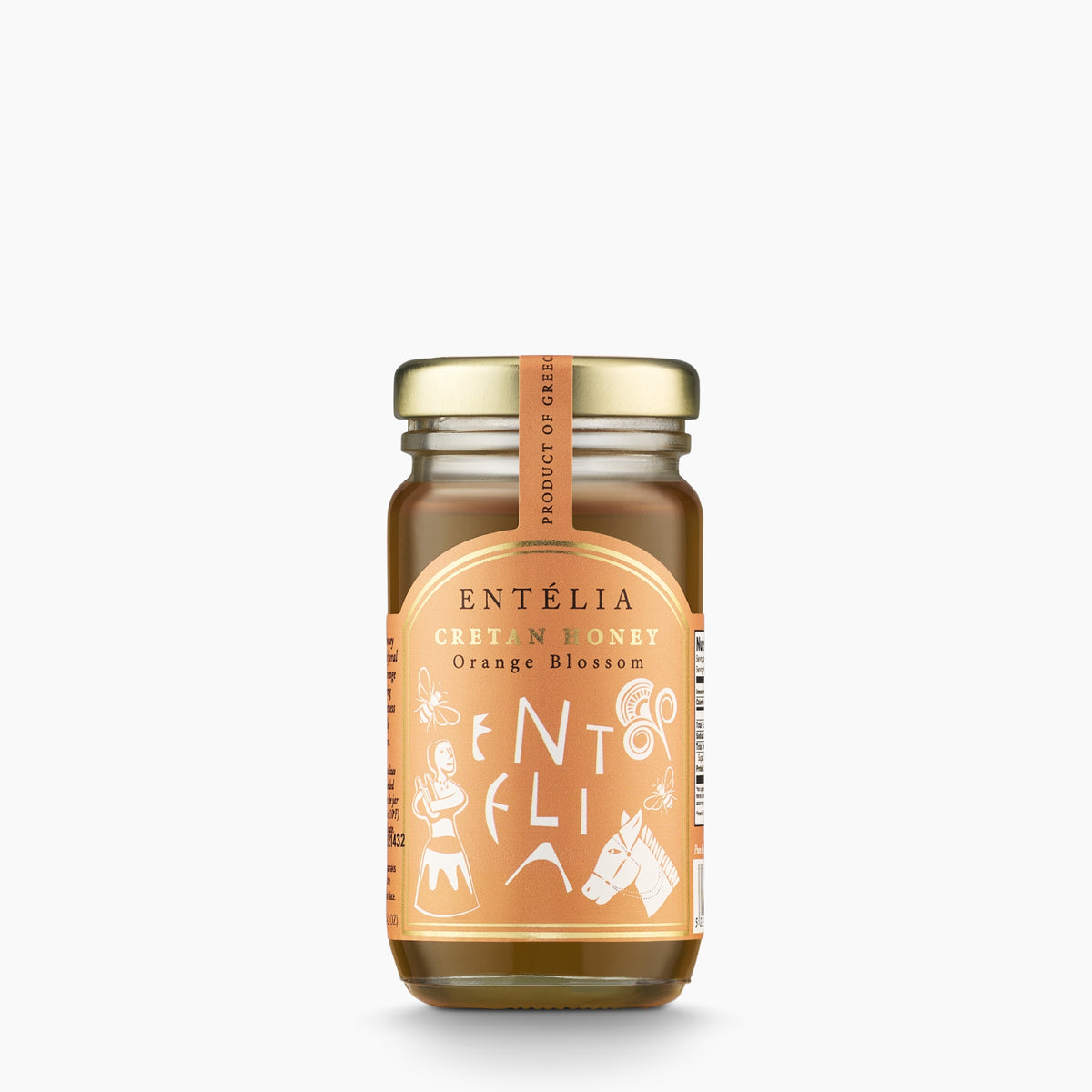 A 100 g jar of Entelia Orange Blossom Cretan Honey.