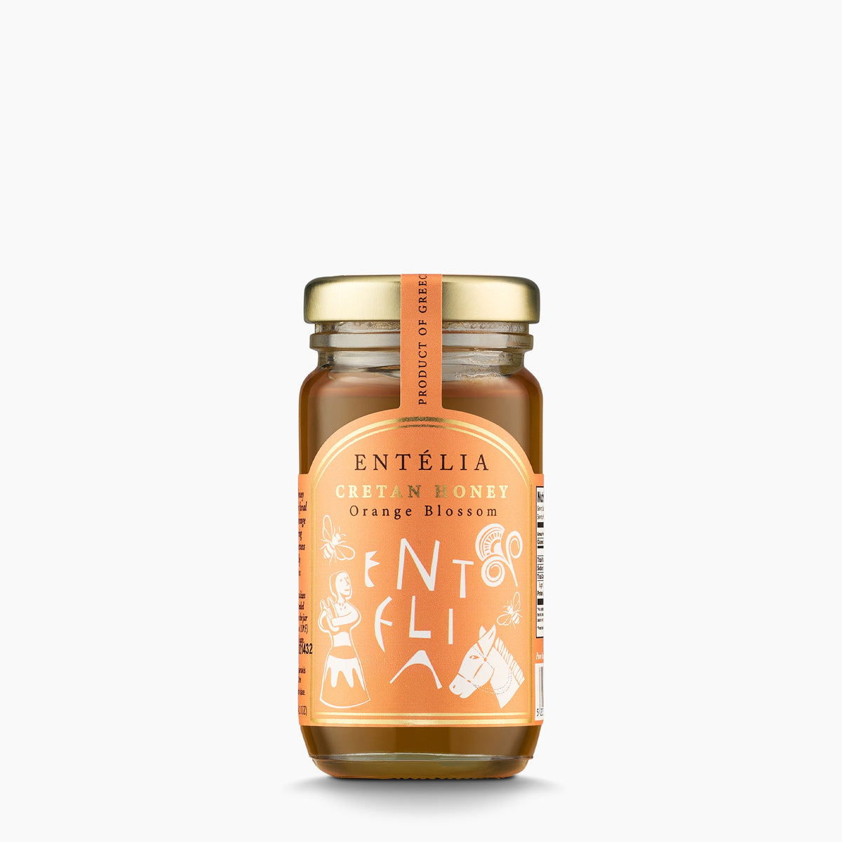 A 100 g jar of Entelia Orange Blossom Cretan Honey.