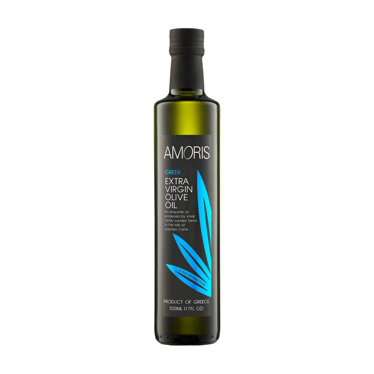 500 ml bottle of Amoris Greek extra virgin olive oil from Crete, Greece.