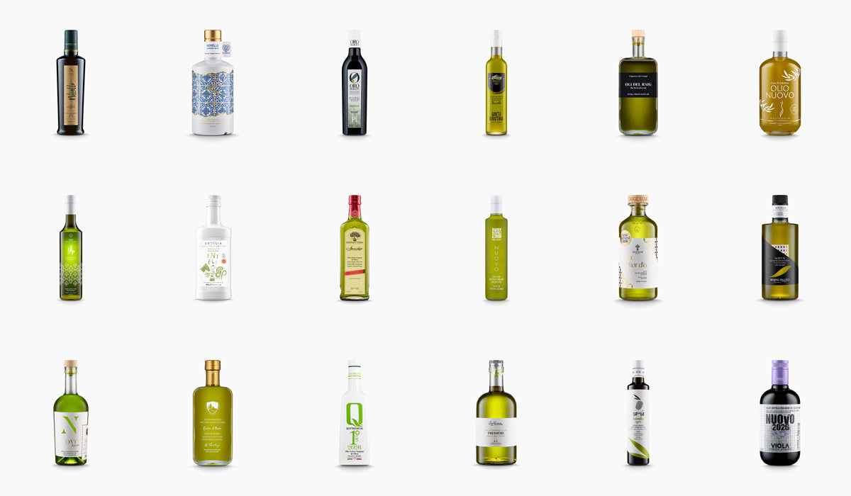 The Ultimate Novello Collection — all 18 early-harvest extra virgin olive oils from this harvest year.