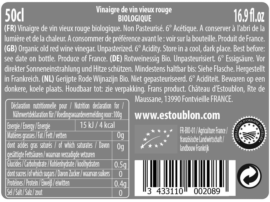 Estoublon Organic Red Wine Vinegar w/ Gift Box