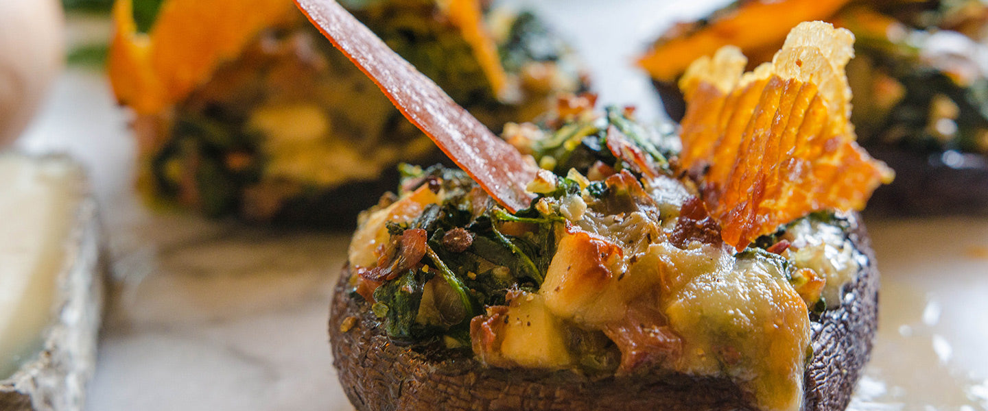 Stuffed Portobello Mushrooms with Crispy Prosciutto