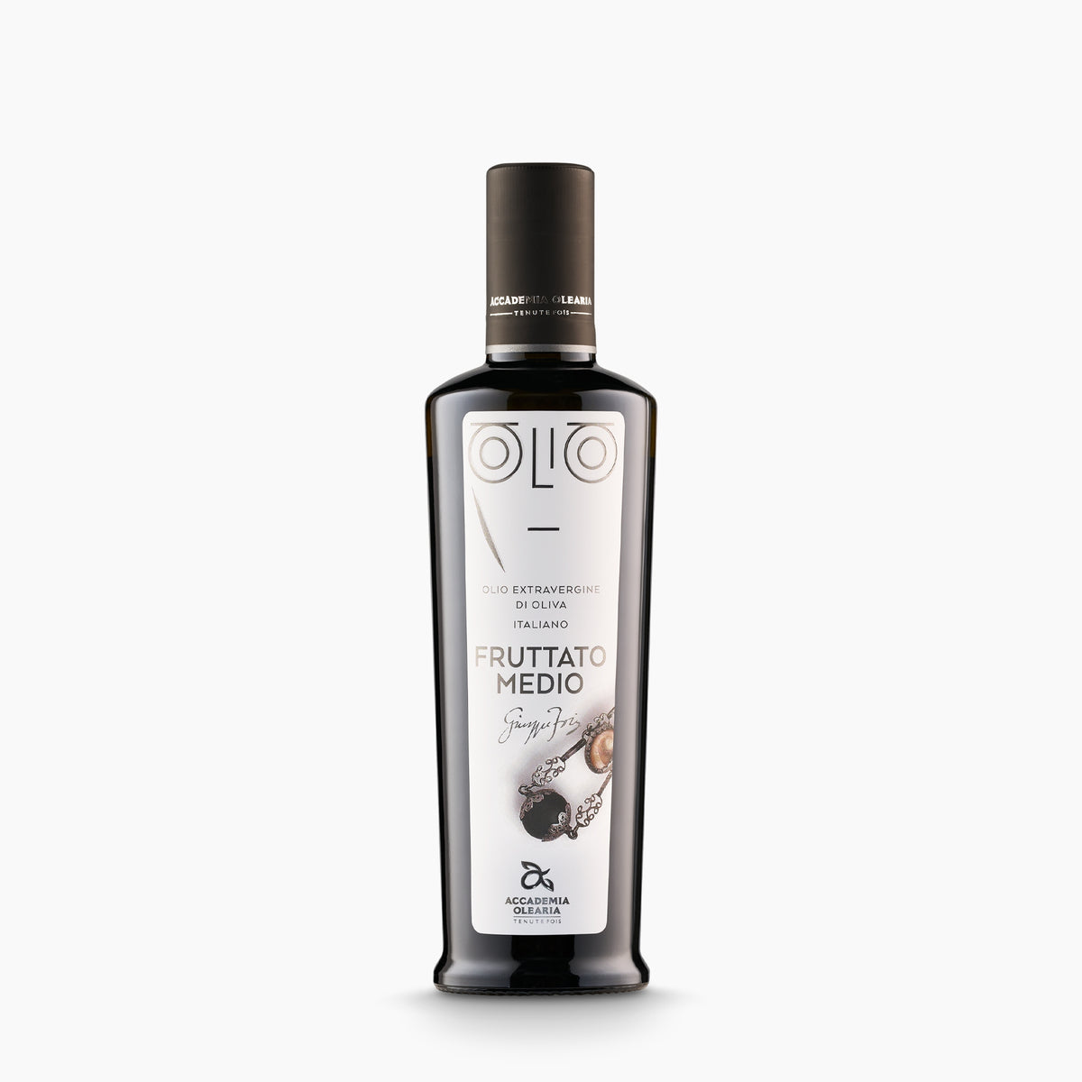 500 ml bottle of Accademia Olearia Fruttato extra virgin olive oil.