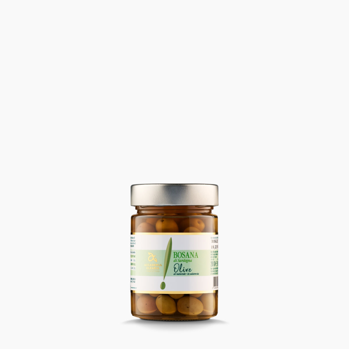 180g jar of Accademia Olearia Bosana Olives in Brine from Italy.