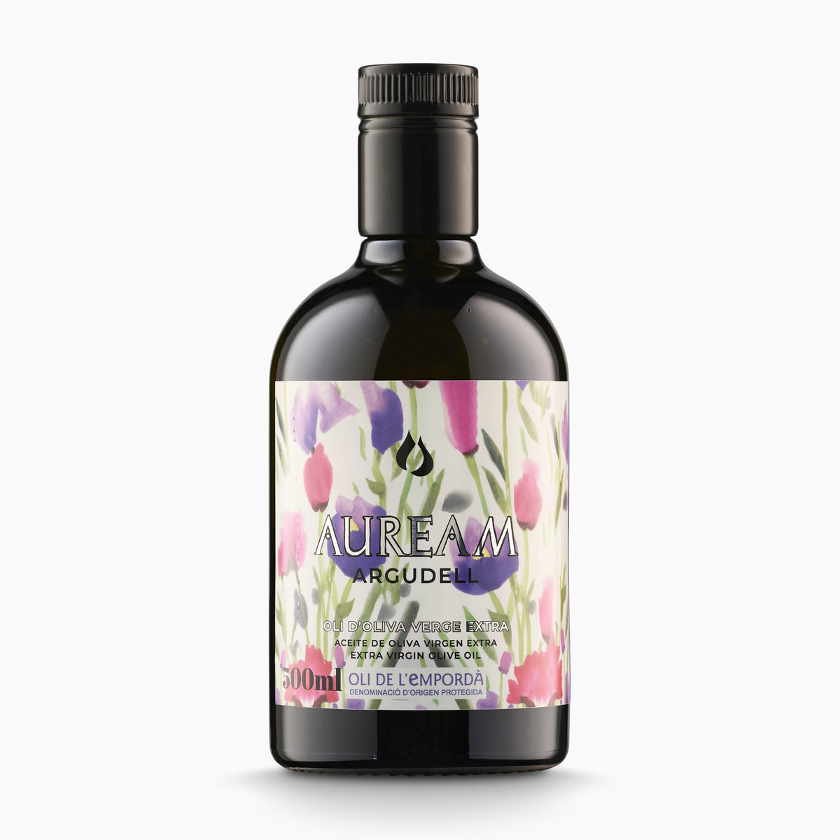 500 ml bottle of Llàgrimes del Canigó Auream Argudell extra virgin olive oil from Catalonia, Spain.