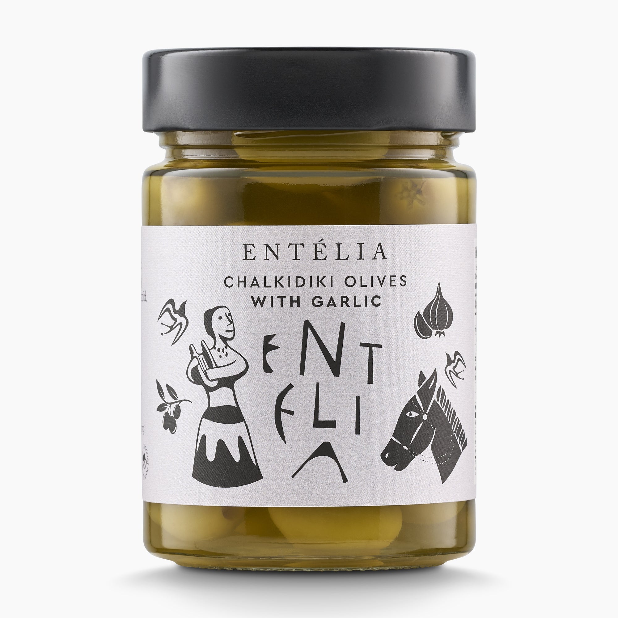 Entelia Chalkidiki Olives with Garlic - Greek Garlic-Stuffed