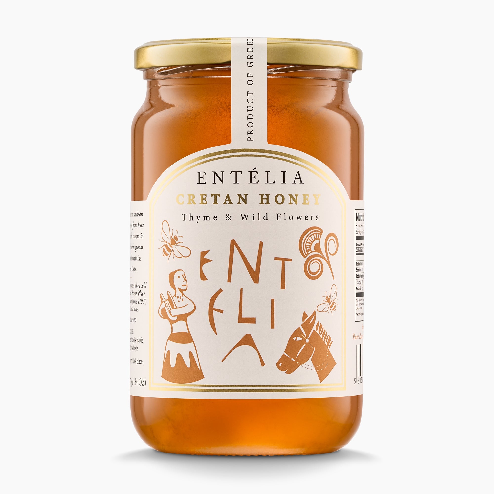 ヒトヨニ Entelia Cretan Honey XL - Raw Thyme Honey from Crete - 34.2 oz (970g)