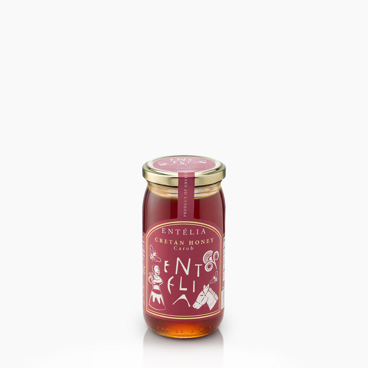 450g jar of Entelia Carob Cretan Honey from Greece.