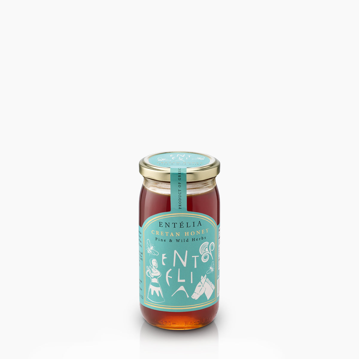 450g jar of Entelia Pine & Wild Herbs Cretan Honey from Greece.