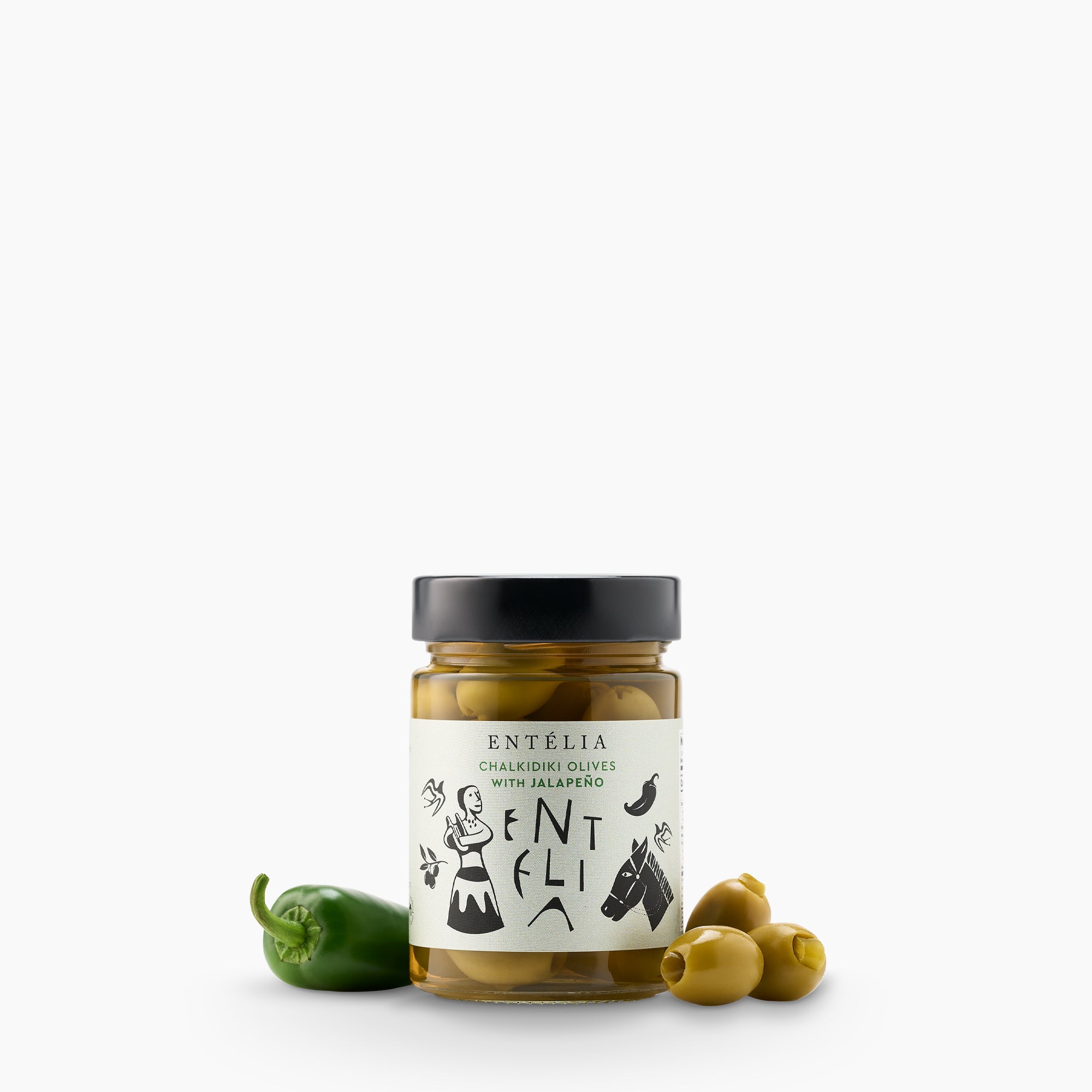 Entelia Chalkidiki Olives with Jalapeño - Greek Jalapeño-Stuffed