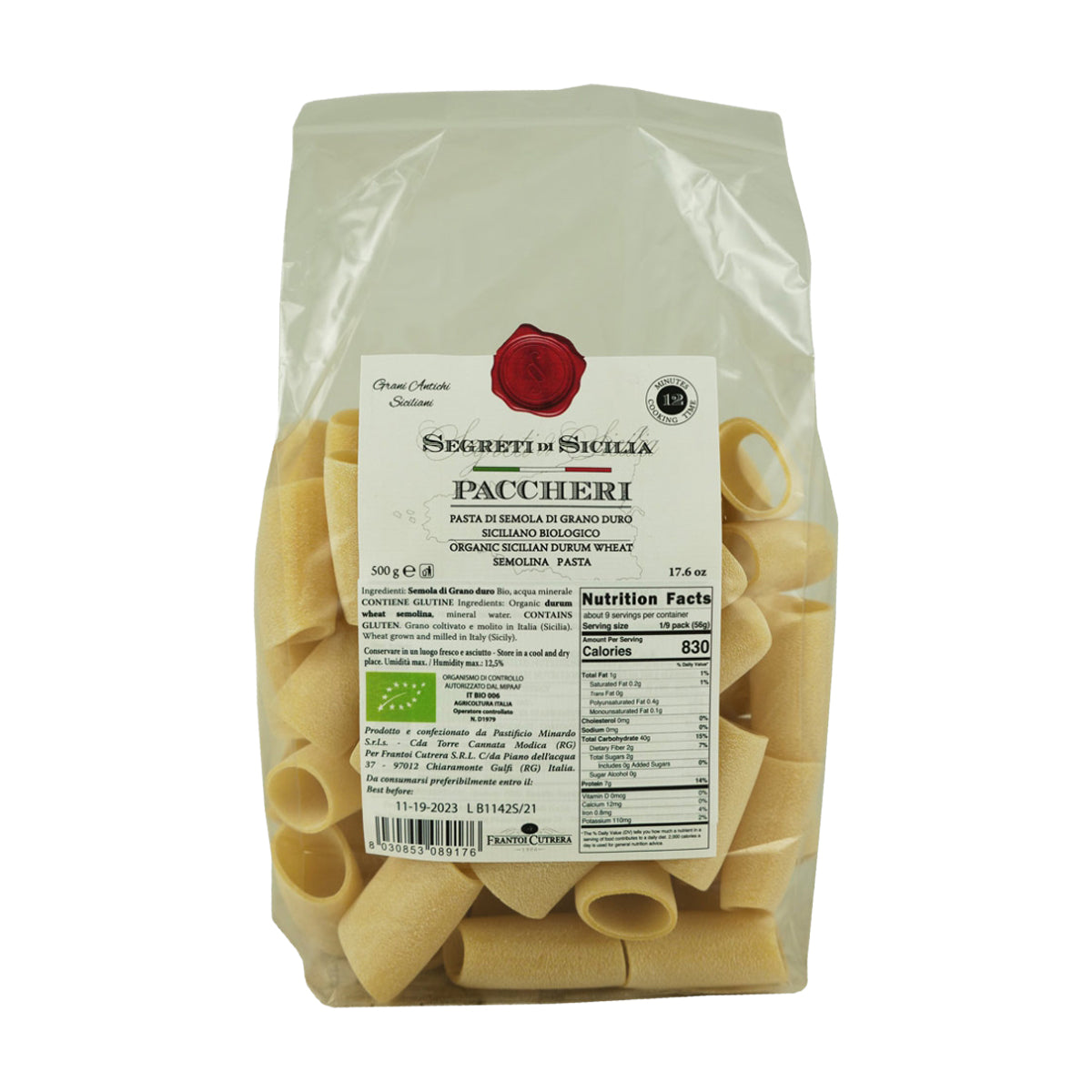 Frantoi Cutrera Organic Paccheri