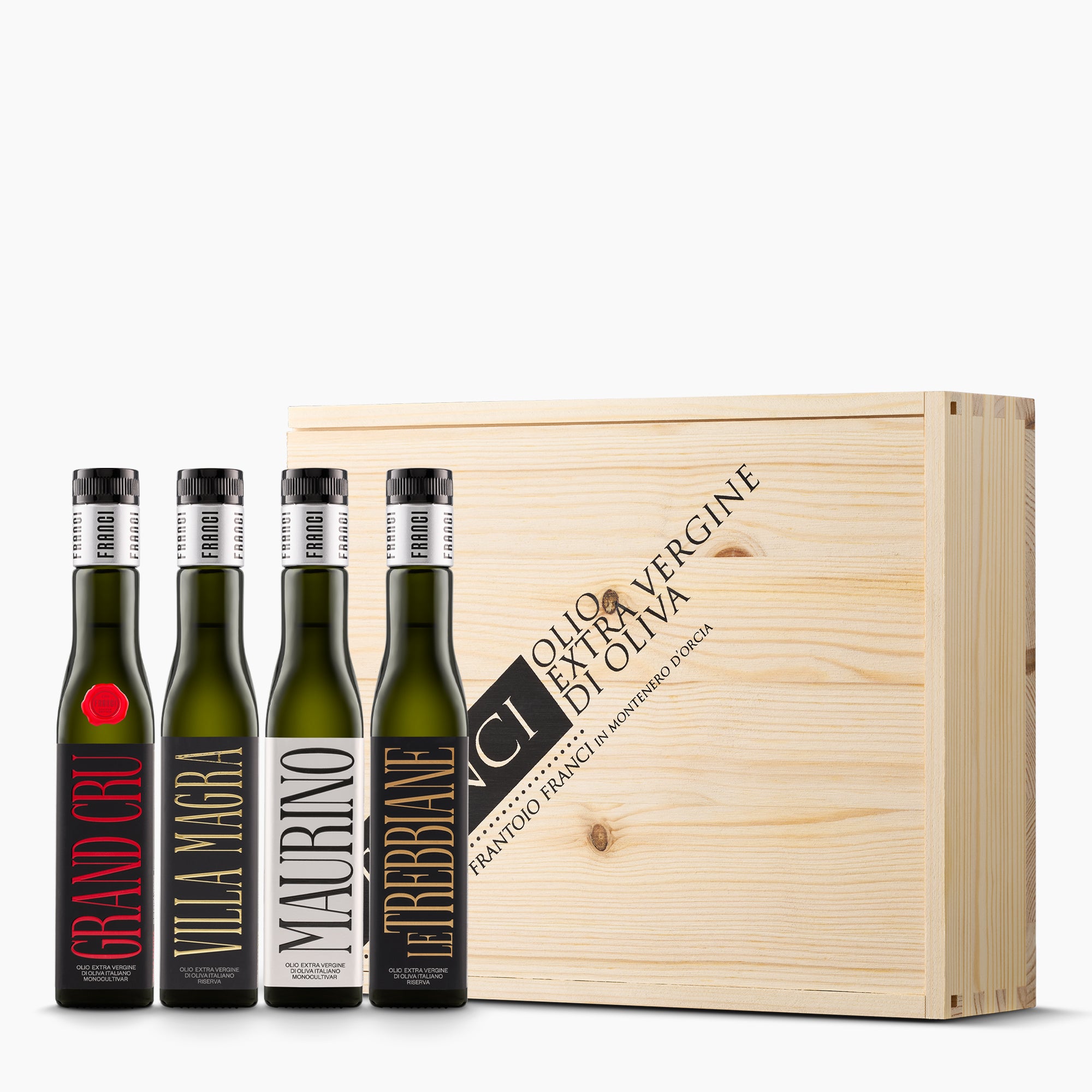 Frantoio Franci Wooden Gift Set - Four Award-Winning Tuscan Extra