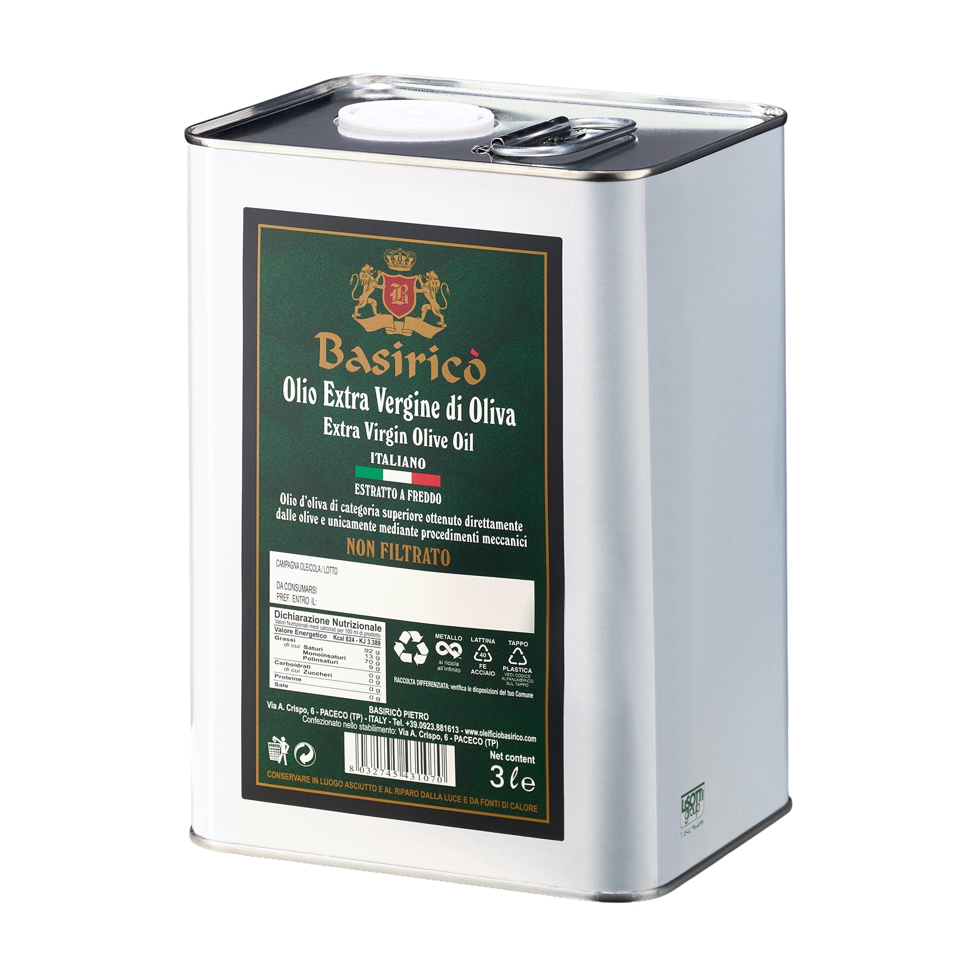 Basirico Unfiltered 3L Tin