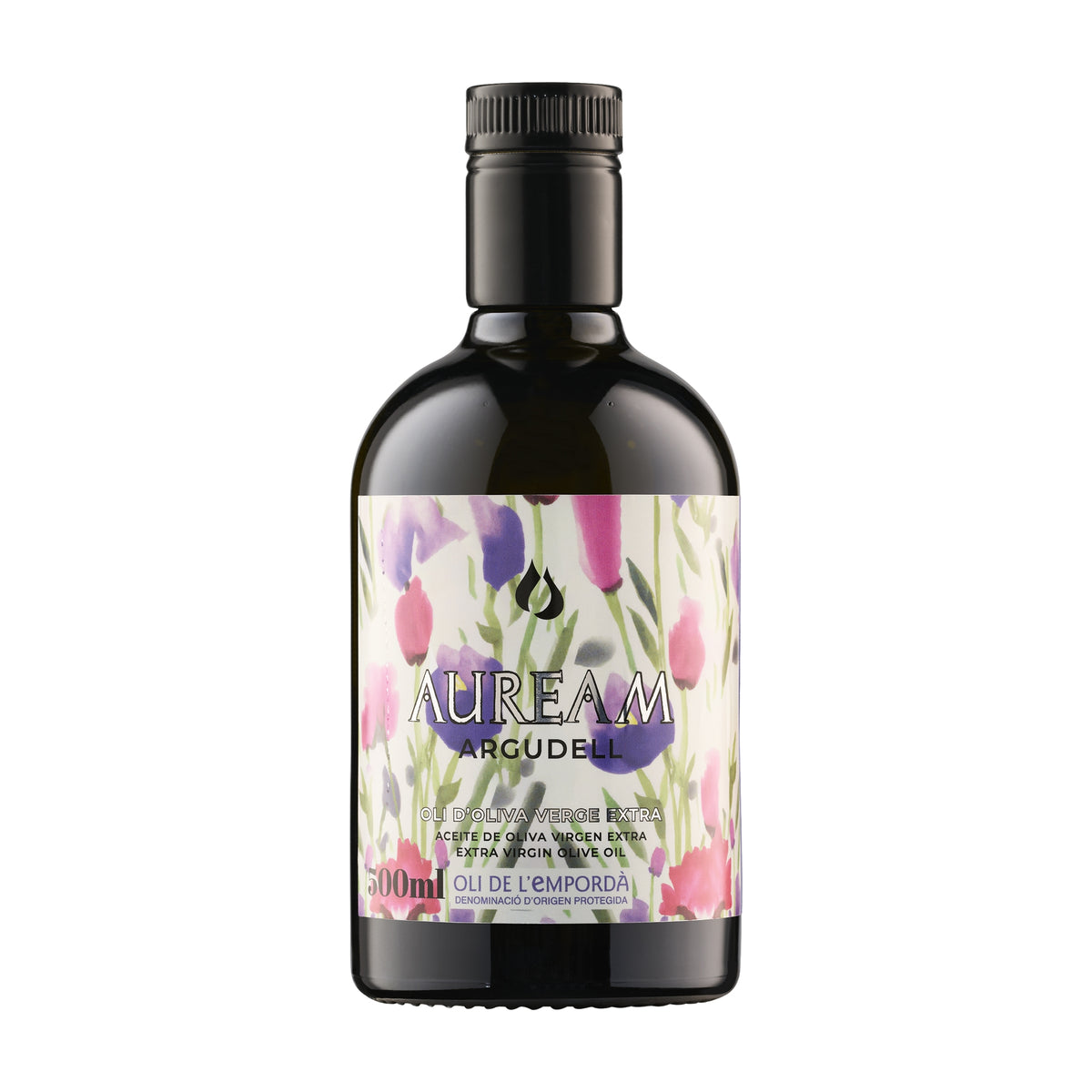 500 ml bottle of Llàgrimes del Canigó Auream Argudell extra virgin olive oil from Catalonia, Spain.