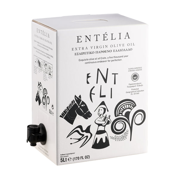 Entelia 169 fl oz Greek Extra Virgin Olive Oil – 5L Bag in Box