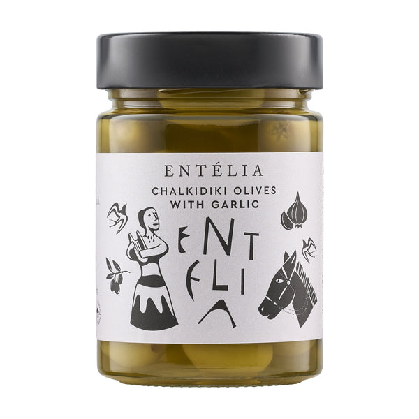 Entelia Chalkidiki Olives with Garlic - Greek Garlic-Stuffed