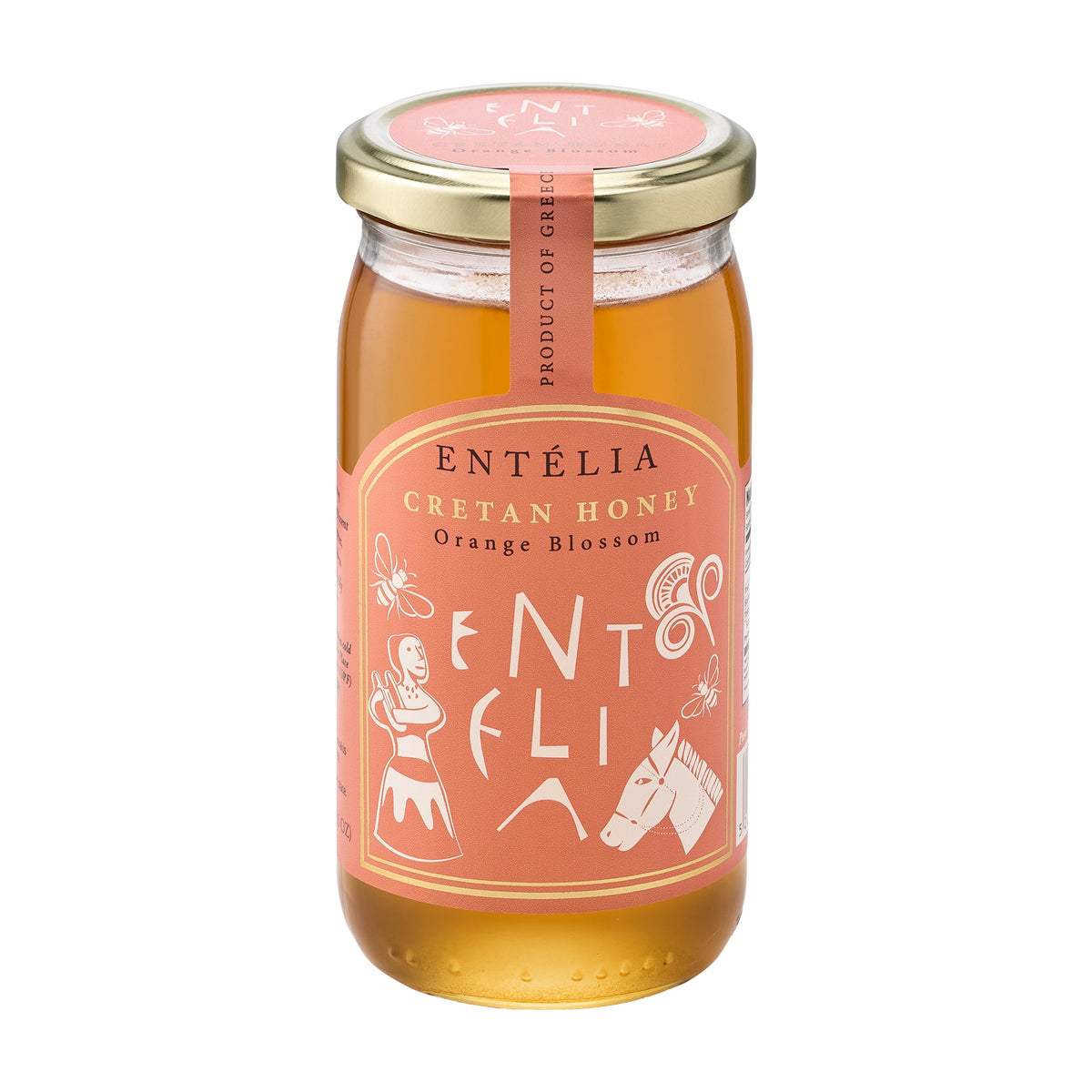 450g jar of Entelia Orange Blossom Cretan Honey from Greece.