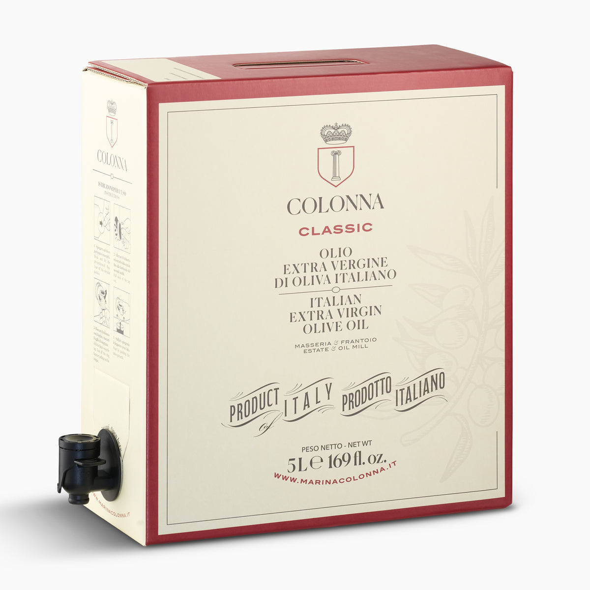 Colonna Classic 5L Bag-in-Box from Italy with dispensing spout extended.