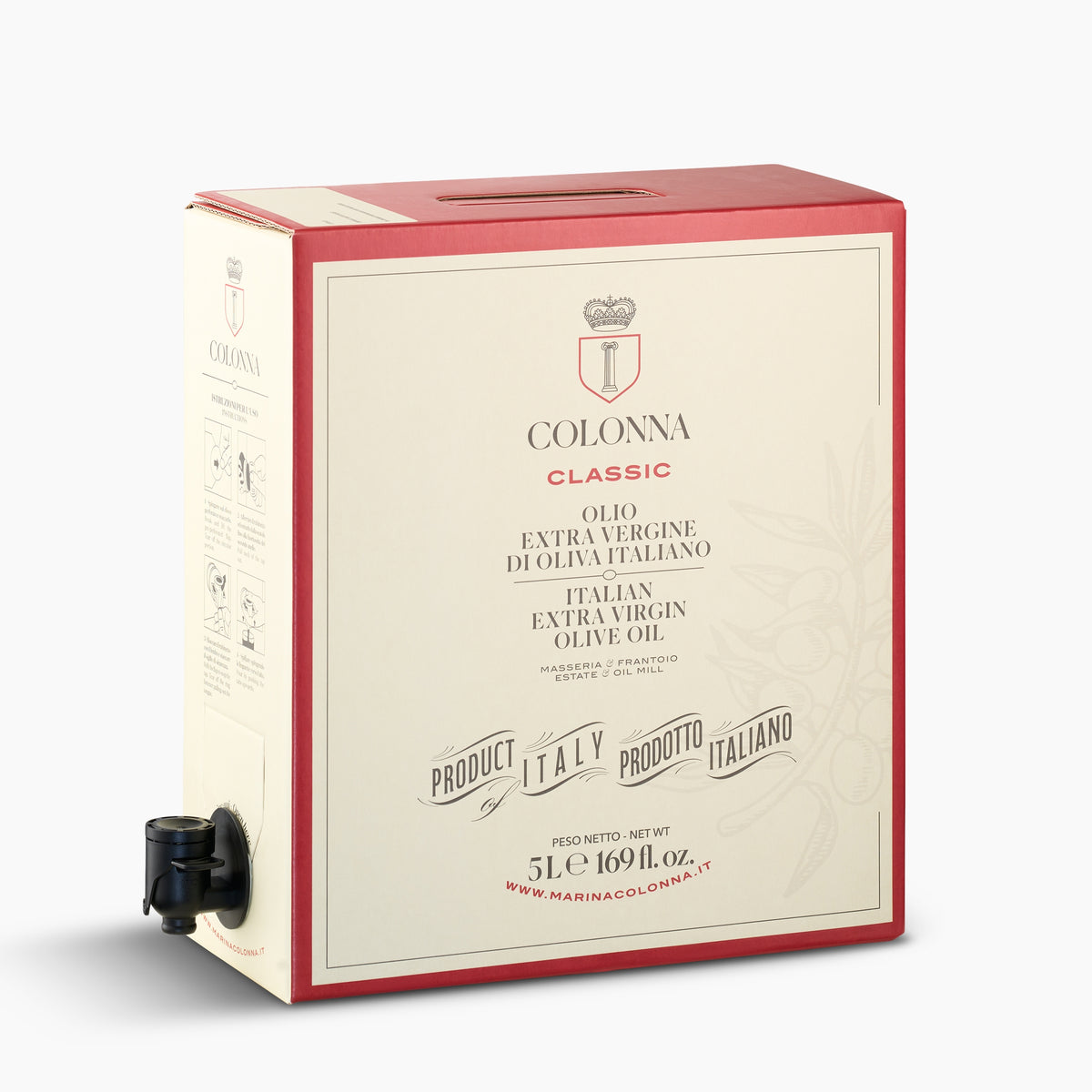 Colonna Classic 5L Bag-in-Box from Italy with dispensing spout extended.