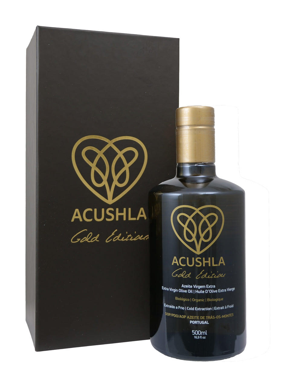glass bottle of olive oil with gift box