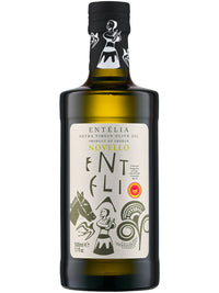 Bottle of Entelia Novello extra virgin olive oil