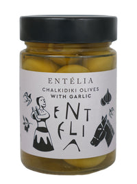 Jar of Entellia Chalkidiki Olives with Garlic