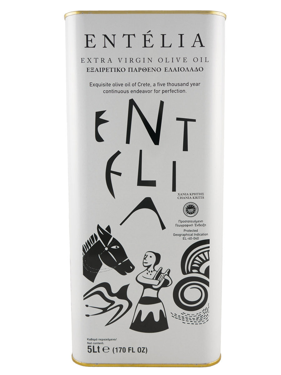 Entelia Tin Extra Virgin Olive Oil 169 fl oz (5 Liters) – Olive Oil Lovers