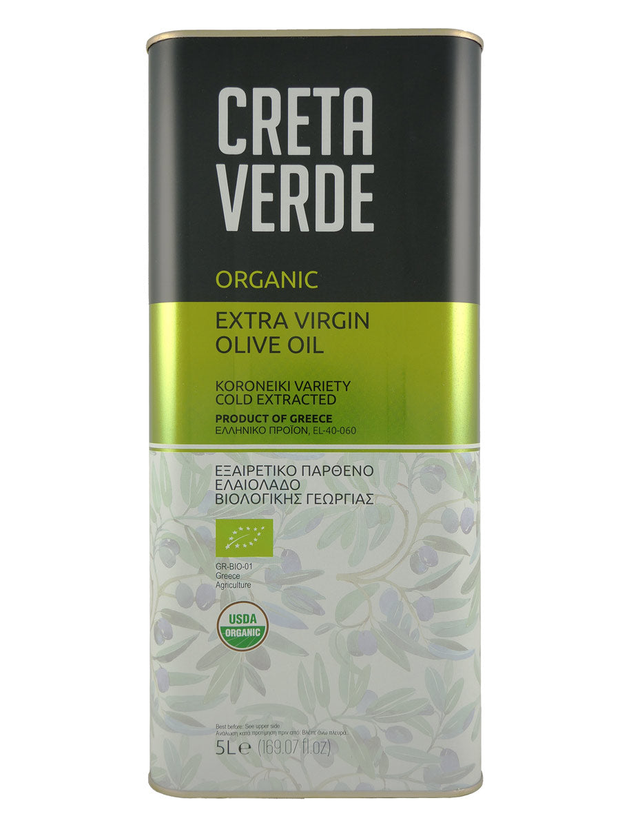 Creta Verde Organic Tin Extra Virgin Olive Oil 169 fl oz (5 Liters) – Olive  Oil Lovers